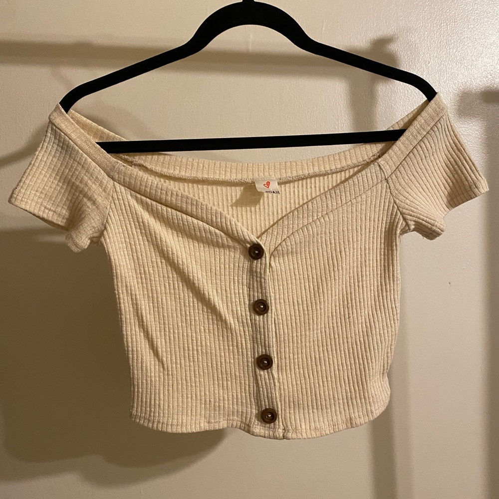 Brown button crop top